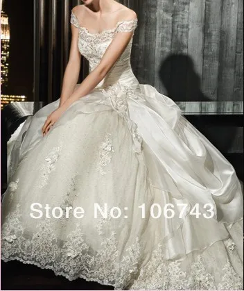 

bridal ball gown casamento cap sleeve bride flower vestido de noiva 2014 sexy romantic wedding dress bandage dress free shipping