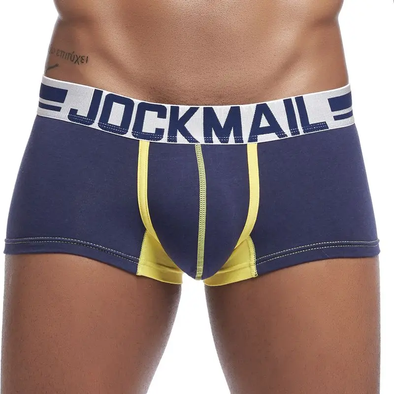 JOCKMAIL нижнее белье мужские боксеры камуфляж хлопок сексуальные мужские комфортные трусики из «дышащей» ткани трусы мужские боксеры мягкие трусы - Цвет: Тёмно-синий