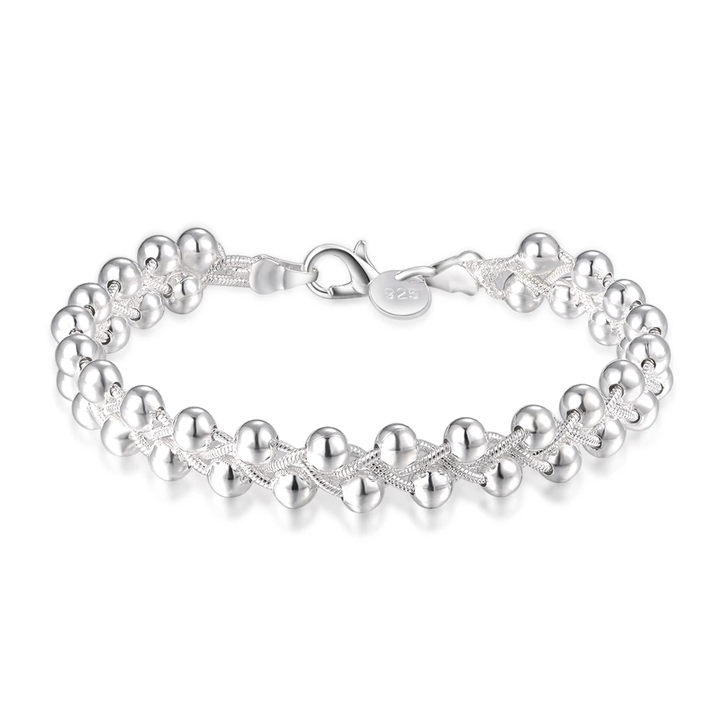 Браслет LH002 из плетеных бусин серебряного цвета Прямая поставка|bracelet plated|bracelet