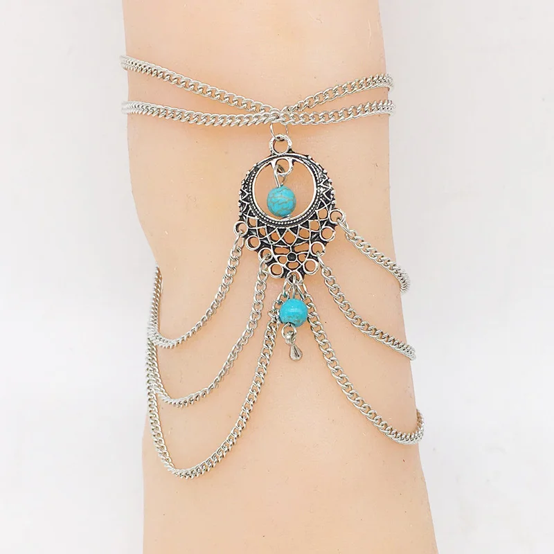 Летние богемные ножной браслет Серебряные ножные браслеты женские браслеты для щиколотки этнические с кистями из бусин многослойная цепочка на ноге украшения для лодыжки