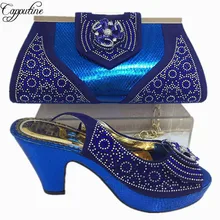 Capputine New Arrival Italian Blue Color Shoes And Bag Set Fashion African Ladies High Heels Shoes And Bag Set For Party BL355C