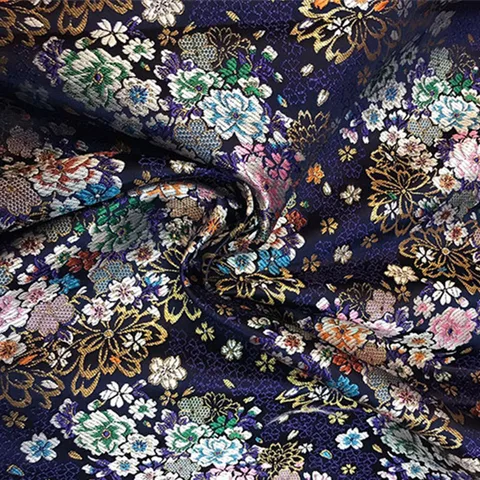 Material para Costura Quintal Vermelho Azul – Florais Moda Nacional Jacquard Brocado Tecido Japonês Quimono Vestido Diy Cf282 1