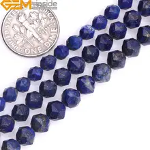 5 мм 6 мм 7 мм граненый Натуральный Синий Лазурит, драгоценный камень полудрагоценные Merkaba бусины для изготовления ювелирных изделий Strand 15"