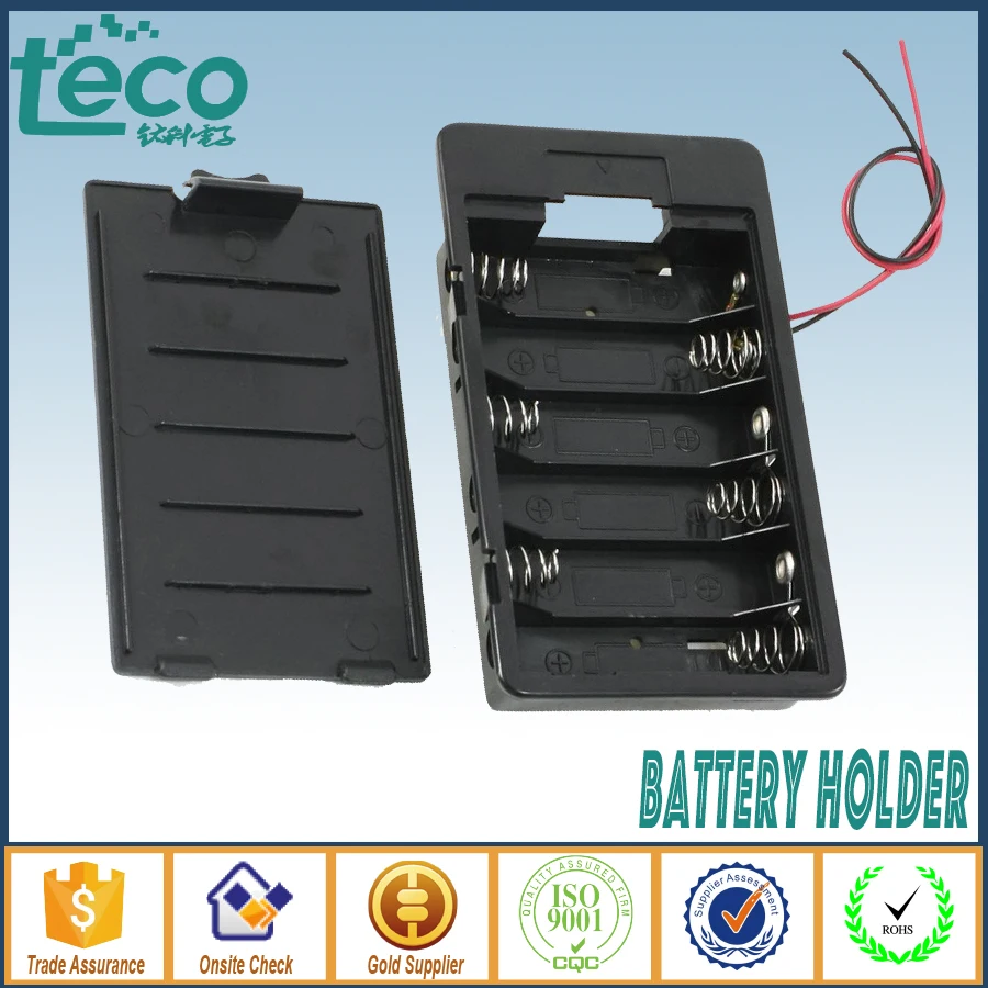 

1pcs/lot 6 pack AA Battery Storage Boxes 9V AA Battery Holder Without switch with cover TBH-2A-6B-W