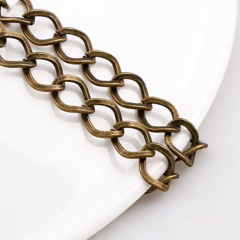 

Iron Width 1.2x7x8mm Antique Bronze Rope Chain Necklace Statement Iron Necklace Chain Fit Bracelets Open Link Chain