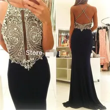 Luxus Kristalle Schwarz Nixe-abschlussball 2017 Halter Bördelte Weiße Lange Abendgesellschaft Kleider Vestido De Festa Abendkleider