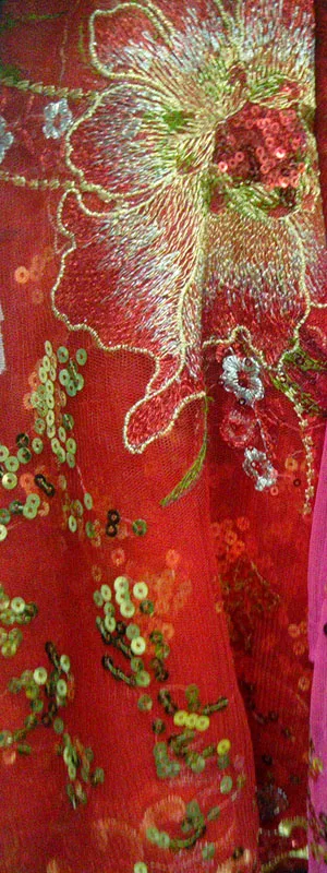 Кружевная блузка шоу платье Ткань Цветы ярко зеленый желтый золотой полиэстер кружевная с вышивкой ткани ручной работы Франция цветок кружева обод - Цвет: Big Red