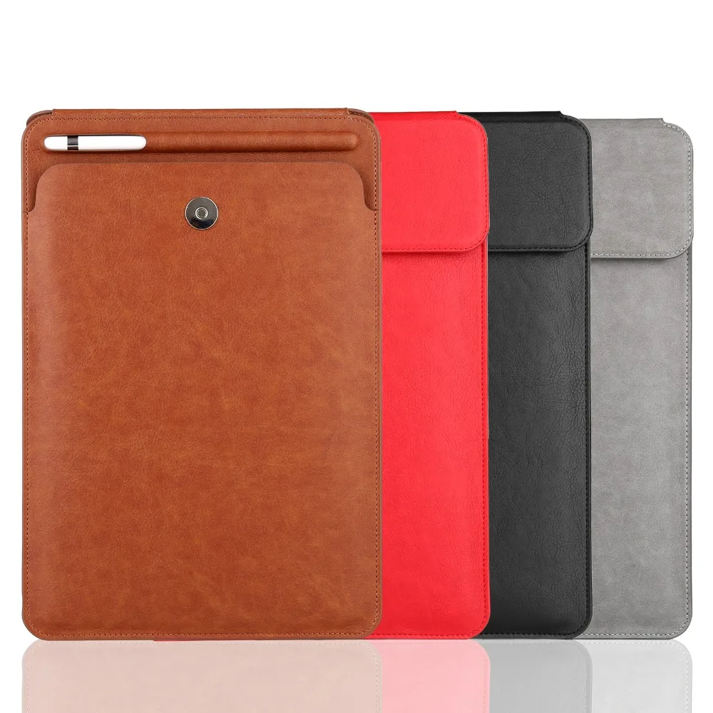 

Ultra Slim PU Leather Button Lock Protective Bag with Apple Pencil Stylus Slot Holder for 10.5" IPad Pro 10.5/9.7 Sleeve Case