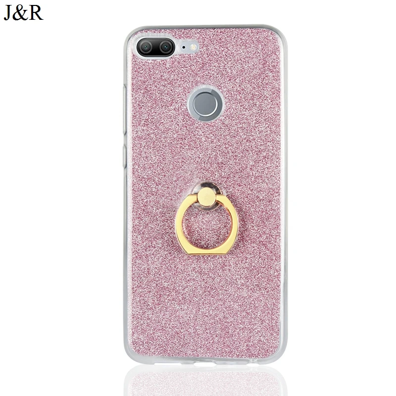 Bling Glitter Case for Huawei Honor 9 Lite Soft Silicone Cover 9Lite Fitted Cases Shining Phone Shell With Finger Ring |