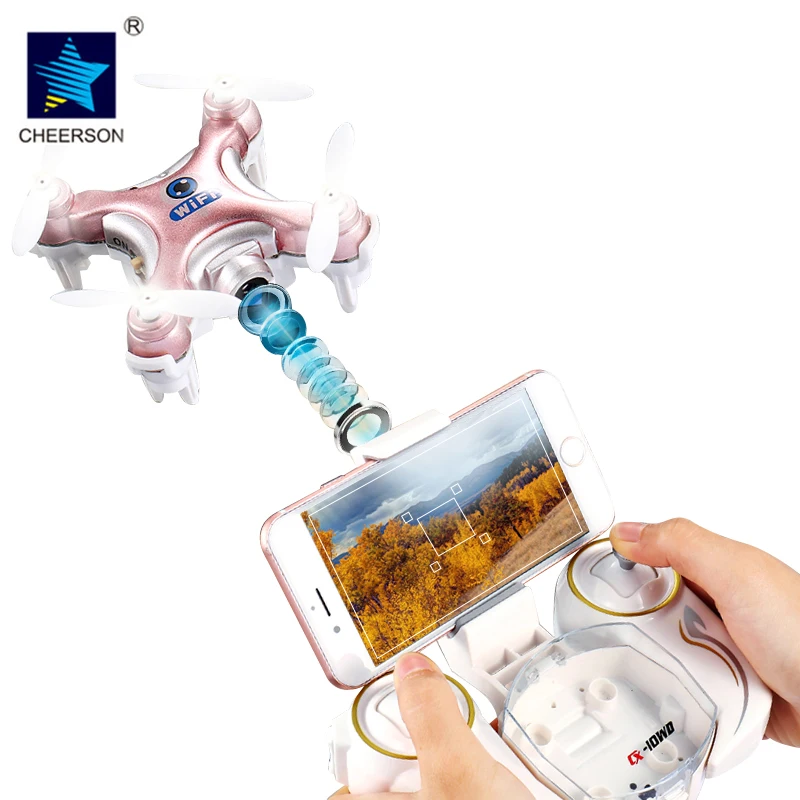 

Cheerson Quadcopter CX-10W-TX Drone With 0.3MP Camera 4CH 6-Axis Gyro Helicopter with LED light Phone WIFI control RC toys