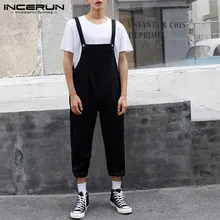 INCERUN мужской комбинезон плотный комбинезон широкие брюки свободные уличные подтяжки брюки мужские повседневные пара рабочая одежда для мужчин