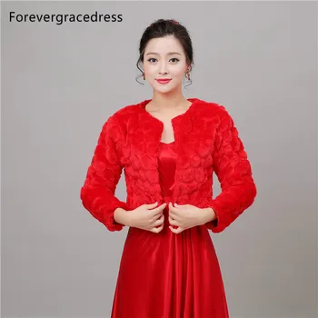 

Forevergracedress High Quality Long Sleeve Faux Fur Wedding Wrap Bolero Jackets Bridal Coat Cape Cloak Shawls Scarves In Stock