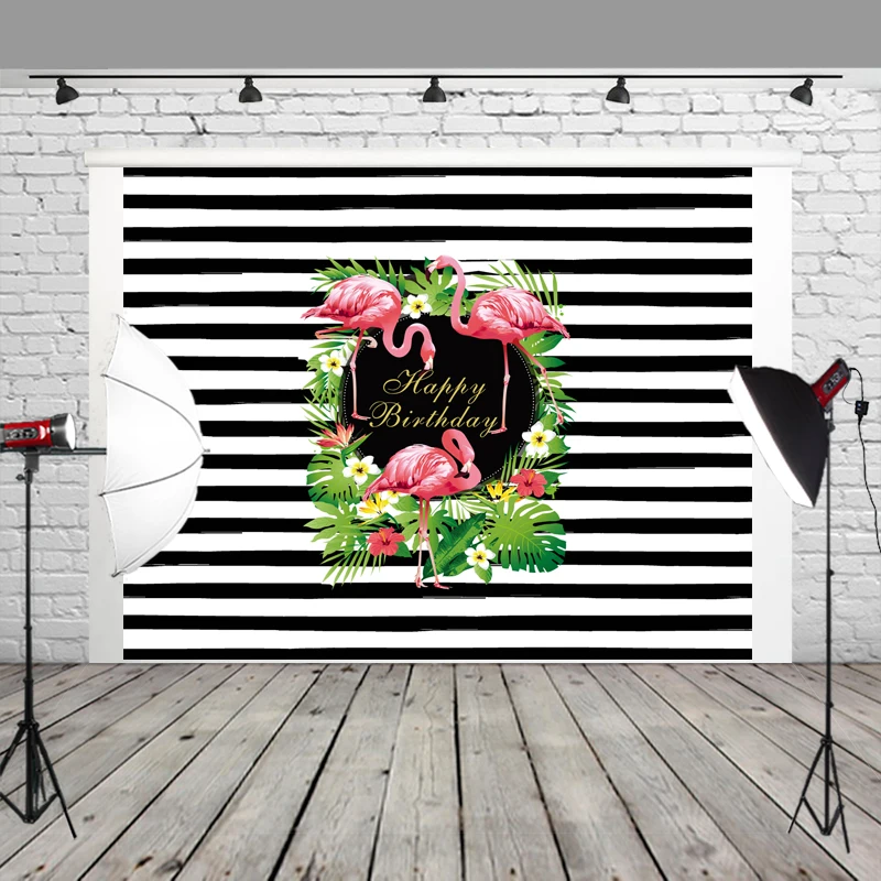 Unicorn and Flowers Garland Backdrops 5x3ft Stars Hearts Striped Background for Photography Happy Birthday