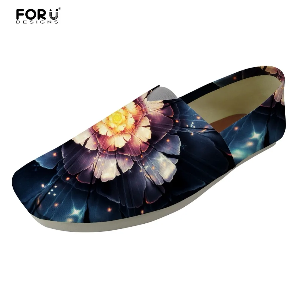 

FORUDESIGNS Art Flowers 3D Printing Women Fashion Canvas Shoes Flats Casual Women's Loafers Shoes Woman Comfortable Lazy Shoes