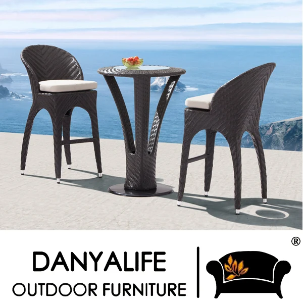 DYBAR D3209 Danyalife Hot Selling Deluxe Villa Poly PE Wicker Garden DYBAR-D3209 Danyalife Hot Selling Deluxe Villa Poly PE Wicker Garden Bistro High Table and - DYBAR D3209 Danyalife Hot Selling Deluxe Villa Poly PE Wicker Garden