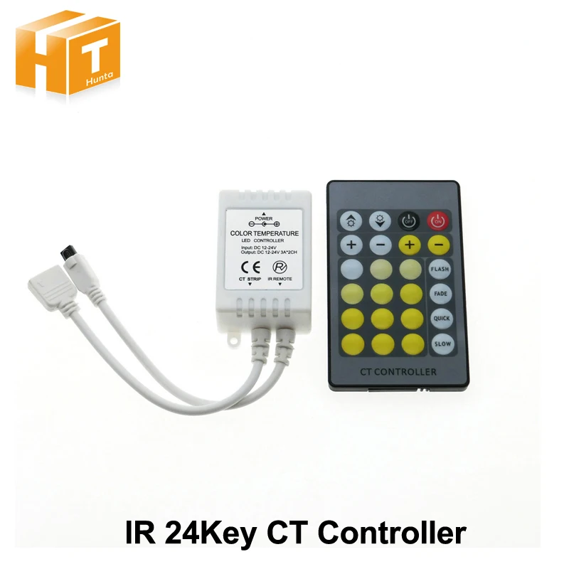 

LED Color Temperature Controller IR 24Key Adjustment CCT Controller DC12-24V For Double Color LED Strip
