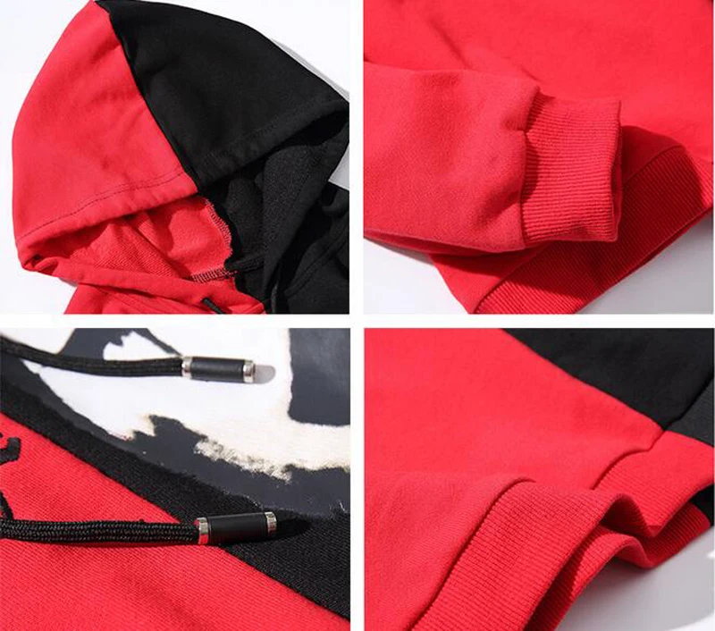 red and black split hoodie
