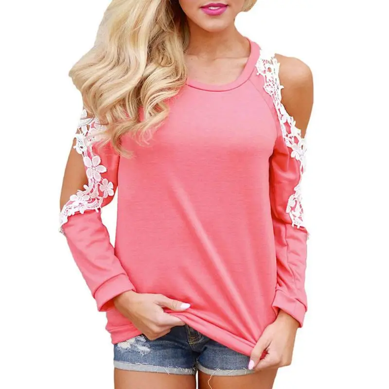  KANCOOLD T-Shirt new high quality fashion Off Shoulder Lace Top Long Sleeve T-Shirt Ladies Casual T