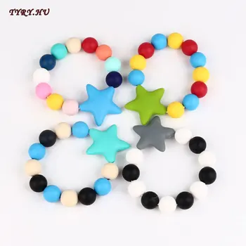 

TYRY.HU Multifunctional Star Baby Nursing Bracelets Baby Dental Care Teething Toy BPA Free Silicone Teethers DIY Jewelry