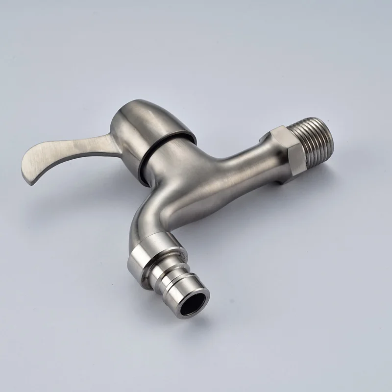 Buy Brushed Nickel Washing Machine Taps Small Single Cold Bibcock Bathroom