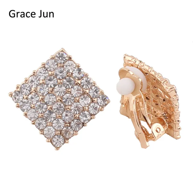 Grace Jun Tm 2 Colors Choose Vintage Rhinestone Square Clip On Grace Jun Tm 2 Colors Choose Vintage Rhinestone Square Clip On Earring Non Piercing