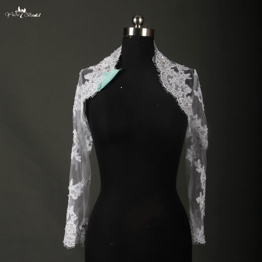 RSJ3 Классическая рубашка с длинным рукавом для новобрачных Свадебное кружево куртки-болеро