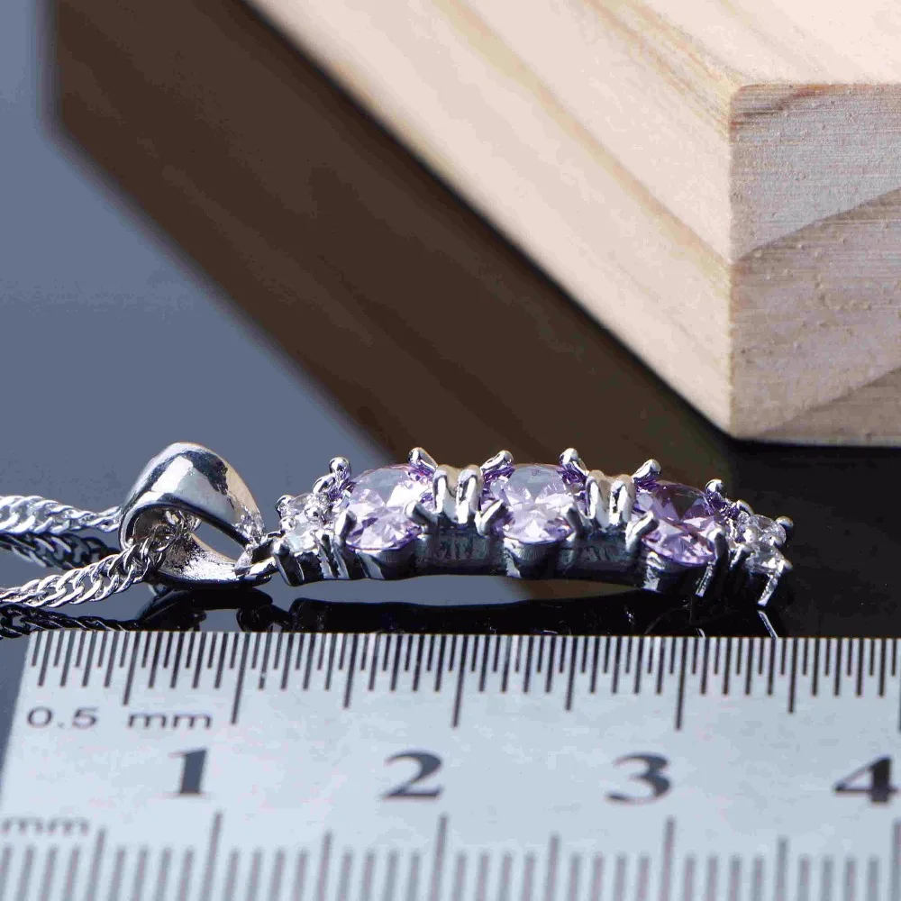 Фиолетовый Цирконий ювелирные наборы для женщин серебро 925 ювелирные изделия браслет кольцо серьги ожерелье набор модные ювелирные изделия Прямая поставка