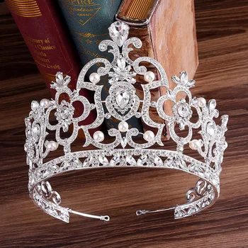 

5 Colors Large Size Pageant Crown Rhinestone Crystal Tiaras and Crowns Bride Wedding Hair Jewelry Big Headdress Women Diadem