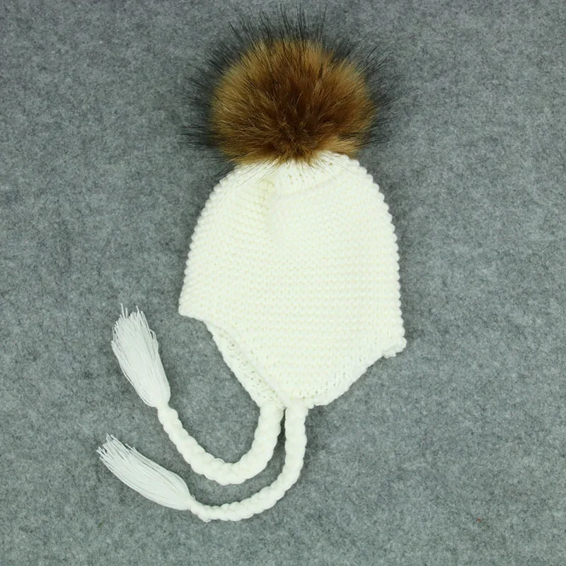 Г. Модные детские зимние шапки из меха енота для девочек, настоящая шапка с меховым помпоном, шапка для детей, вязаные детские шапки