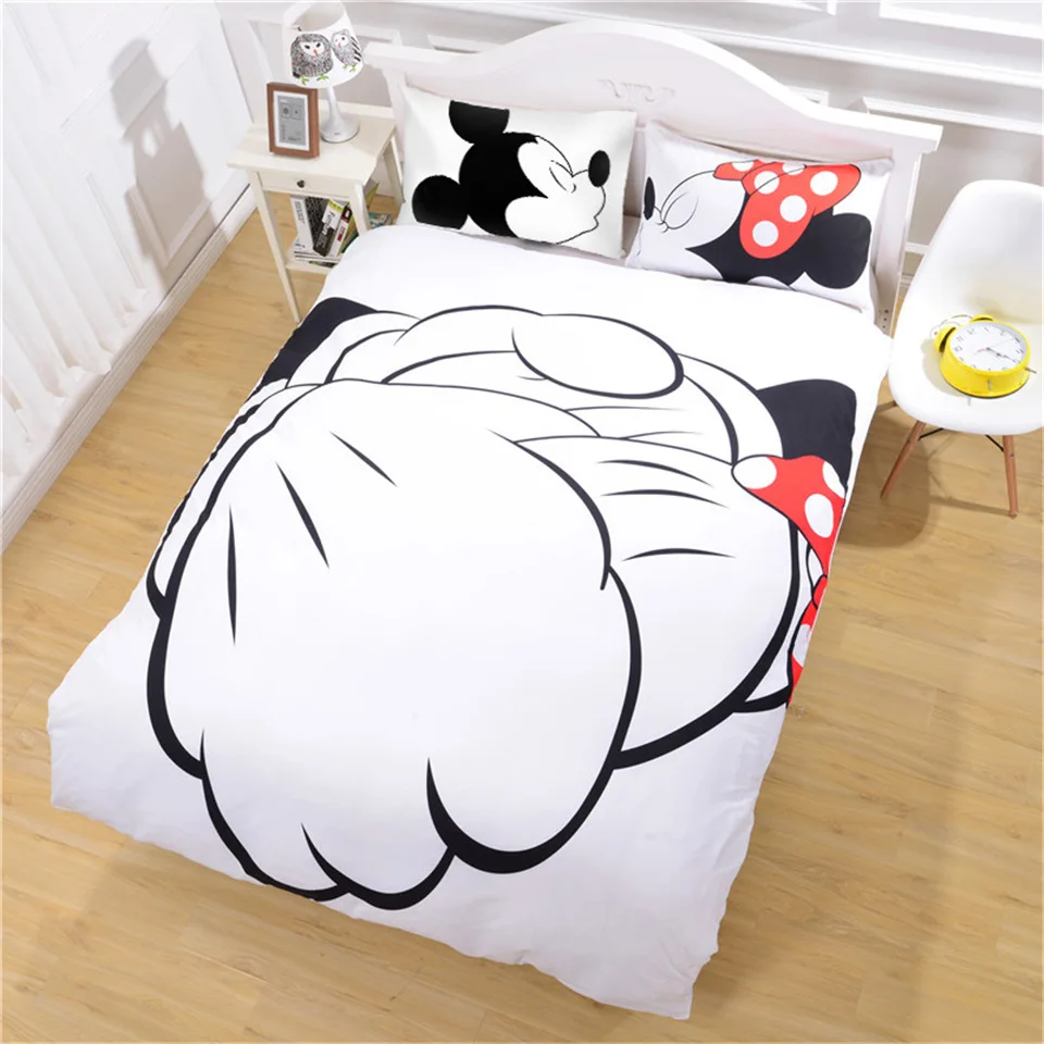 

Mickey Minnie Mouse 3D Printed Bedding Sets Adult AU Single Double Queen White Black Bedroom Decoration Comforter Cover Set