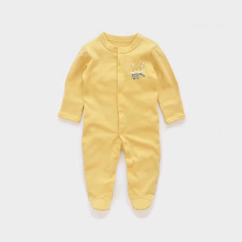 

Baby Footies Pajamas in Yellow Button Front Baby Girl/Boy Cotton Footies Sleepwear Outfit for 0-12 Months
