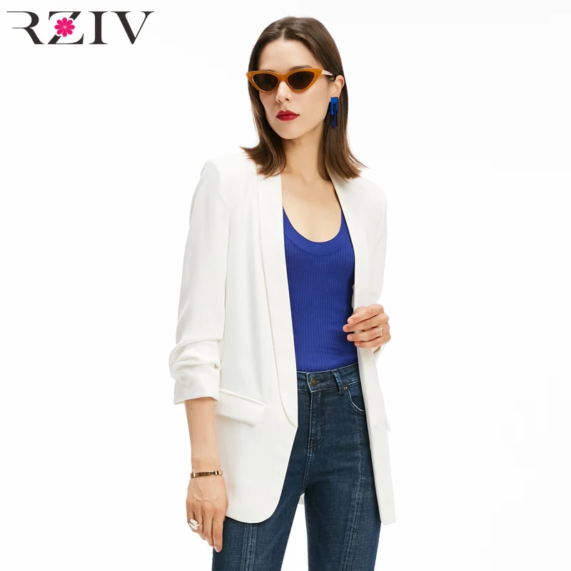

RZIV Autumn women blazer jacket solid color OL style blazer feminino coat fall clothing