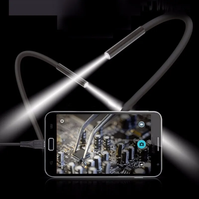 7 мм объектив Android OTG USB эндоскоп водонепроницаемый Змеиный Бороскоп USB Инспекционная камера для мобильного телефона планшета ПК 2 м
