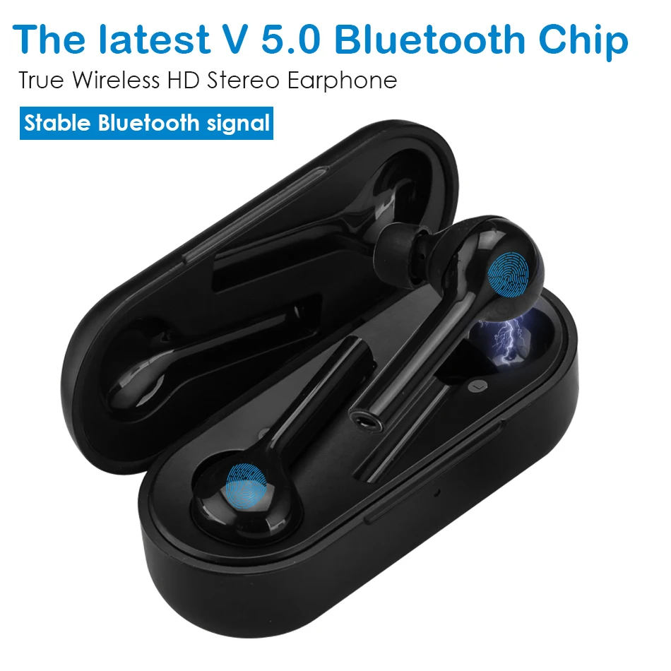 TWS V5.0 Bluetooth наушники беспроводные настоящие стерео HiFi бас Спортивная гарнитура с