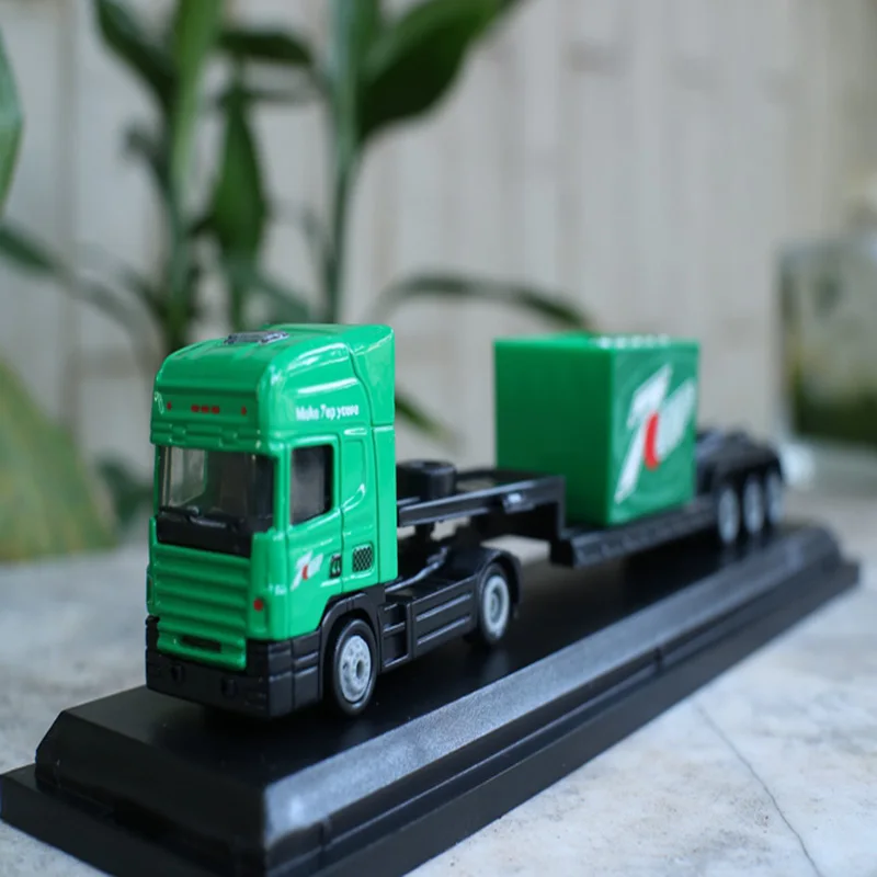 

1/76 Simulation Rare 7up Transport Trailer Display Collection Model Alloy Plastic Die Casting Limited Vintage Delivery Truck