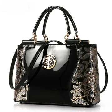 

2018 new women's bag patent leather bag ladies handbags Europe and the United States brand shoulder slung big bag sexy luxury