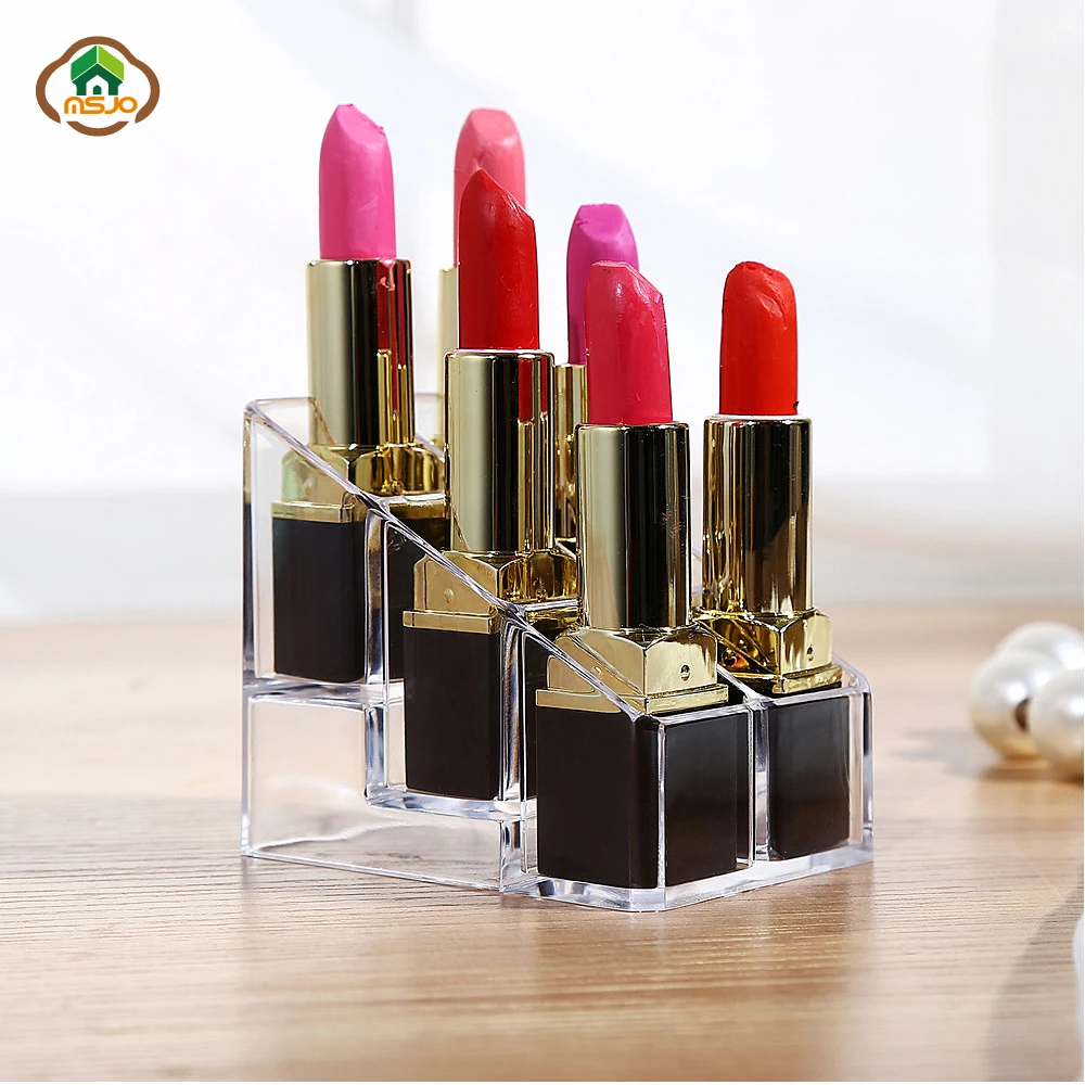

MSJO Lipstick Holder Storage Boxes Transparent Cosmetic Organizer Display Stand Acrylic Cosmetic Organizer Makeup for Desktop