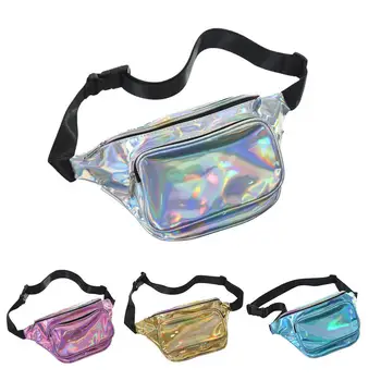 

Waist Bag Double Layer Waist Belt Cosmetic Bag Pouch Make-up Fanny Laser PU Single Shoulder Chest Backpack On For Women Girls