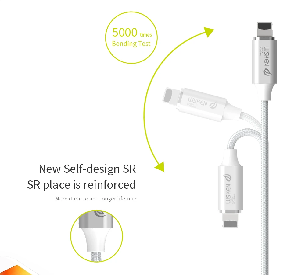 Магнитный кабель WSKEN lite2 с разъемом для быстрой зарядки, Магнитный зарядный кабель для телефона для iPhone X 8 7 6 5, usb-кабель для iPad, 1 м