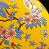 Chinese American Style Modern High-end Hand-painted Ceramic Ornaments Flat Yellow Retro Vase Shelf Entrance Wine 5