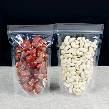 

11*18cm 200Pcs/ Lot Stand Up Clear Heat Seal Plastic Packing Pouches For Food Storage Doypack Resealable Ziplock Package Bags
