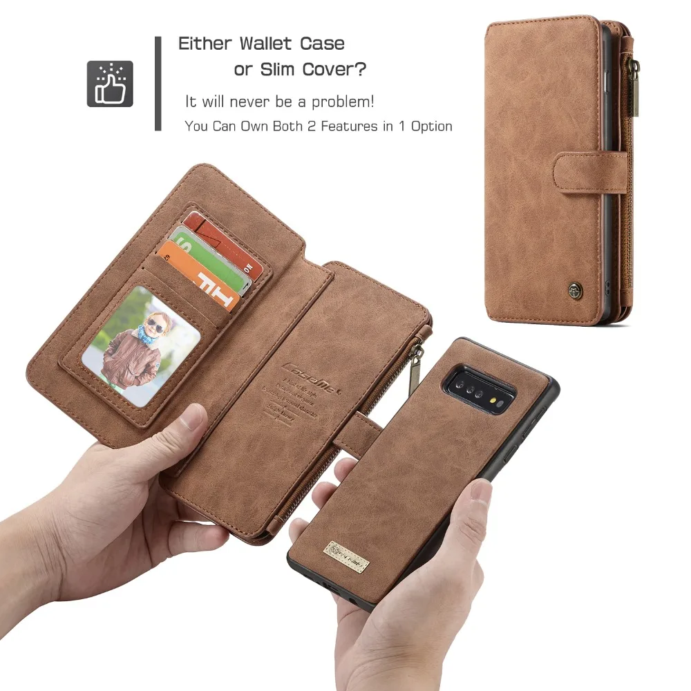 

CaseMe Zipper Multi-Functional 14 Slots Wallet Case For Samsung Galaxy S10 Plus Split Leather Magnetism Case For Galaxy S10 Lite