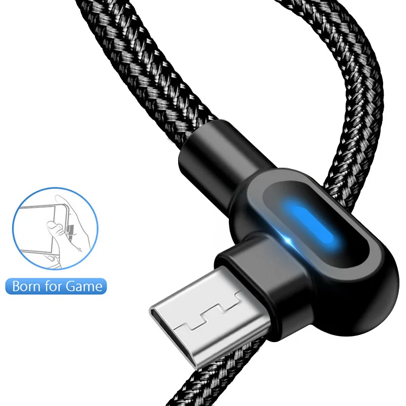 Кабель зарядный Micro Usb 25 см 1 м 2 90 градусов для Samsung Galaxy A6 A7 2018 Xiaomi Redmi 7 7A Note 6|Кабели