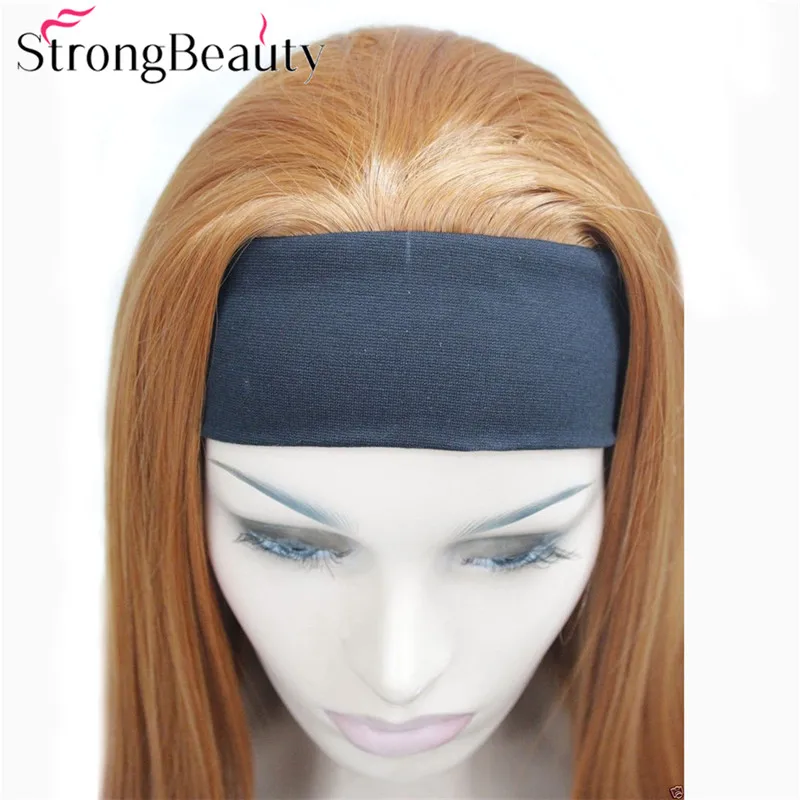 E-679B 130A  34 wig with headbands orange brown straight long women's half wig (4)