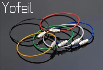 

High Quality 10PCS Multi-color Stainless Steel Wire Rope Creative carabiner Keys hanging Cable Metal Wire EDC Tools