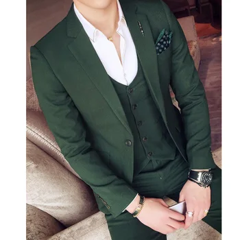 

Green Slim Fit Groom Suits Tuxedos for Man Men's Summer Suit for Wedding 3 Pieces Red Carpet Party Suit Wedding Tuxedo for Men