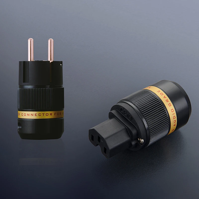 

Free shipping one pair Viborg VE511&VF511 Pure Red-Copper EU Plug power plug for audio power plug