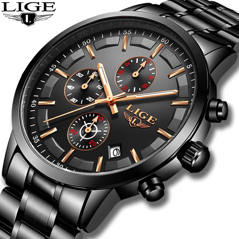 

Relogio Masculino LIGE Mens Watches Top Brand Luxury Men's Sport's Watch Men All Steel Waterproof Watch For Men Quartz Clock+Box