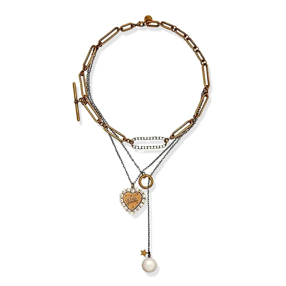

Hot Sale Retro Love Necklace Chain Bee Pearl Multi-layer Clavicle Chain Necklace Personality Trend Joker Necklace For Gift