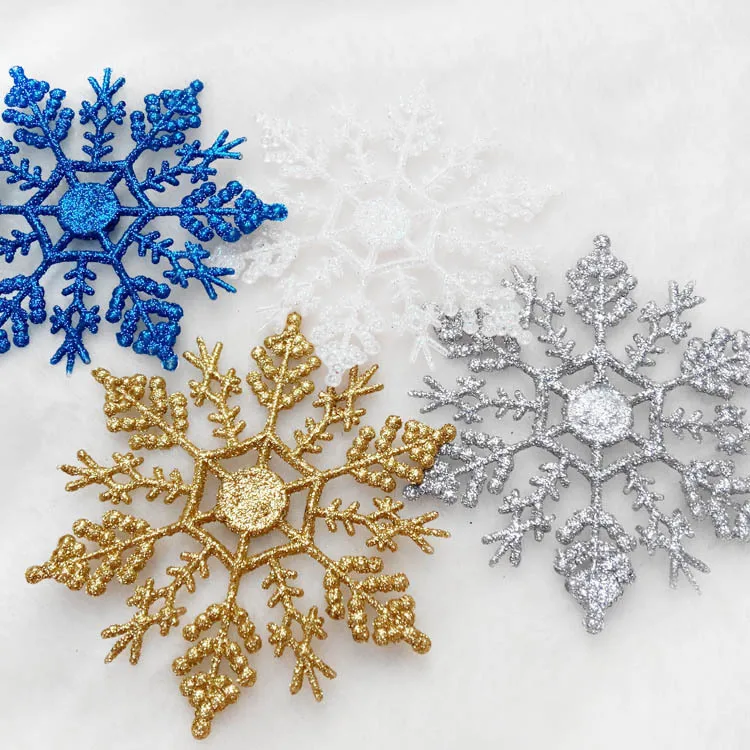 

12Pcs 10cm Gold Powder Snowflake for Xmas Charming White Christmas Tree Decor Xmas Party Holiday Christmas Ornaments Home Decor